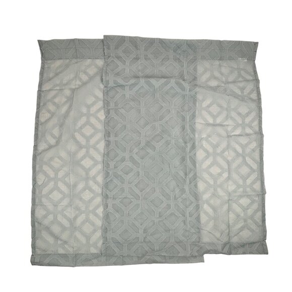 Porch & Den Other - Porch & Den Orchaedia Trellis Pattern Tier Pair Light Aqua Sheer Curtains